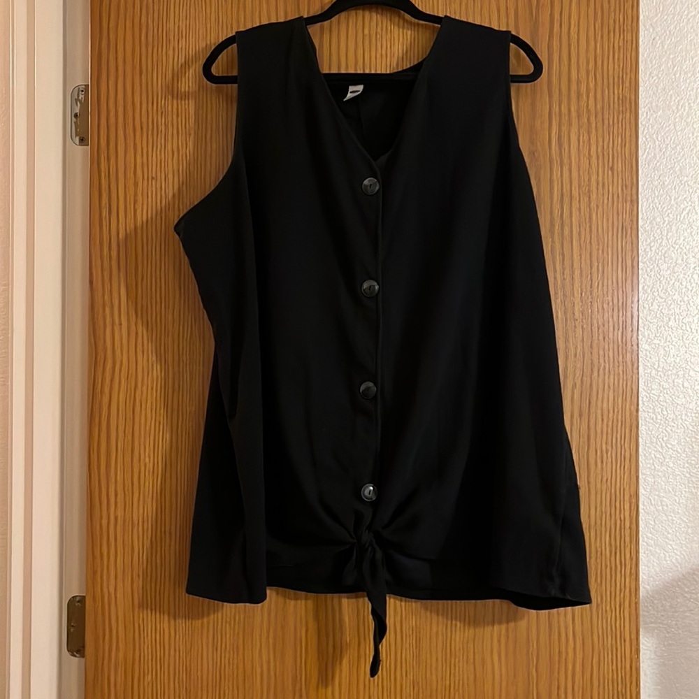 Button down tank with tie front